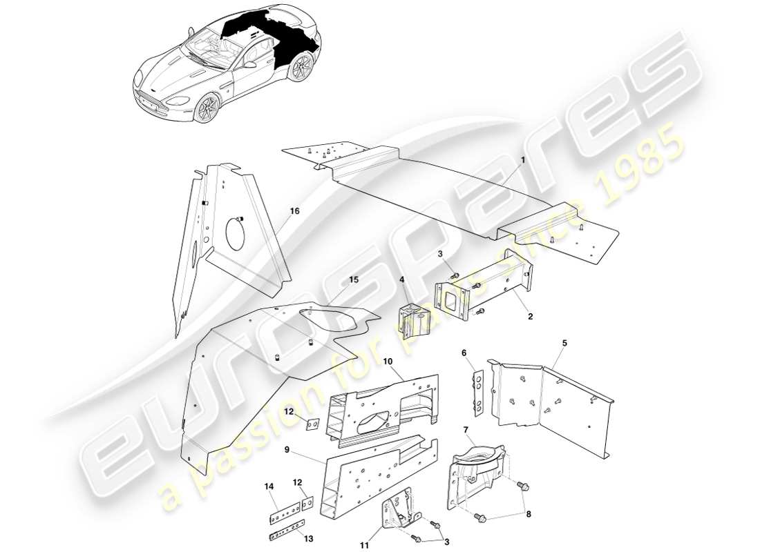 aston martin v8 vantage (2007) estremità posteriore del corpo, diagramma della parte coupé