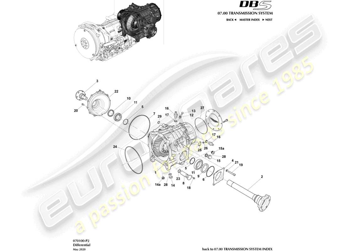 aston martin dbs (2007) differenziale diagramma delle parti