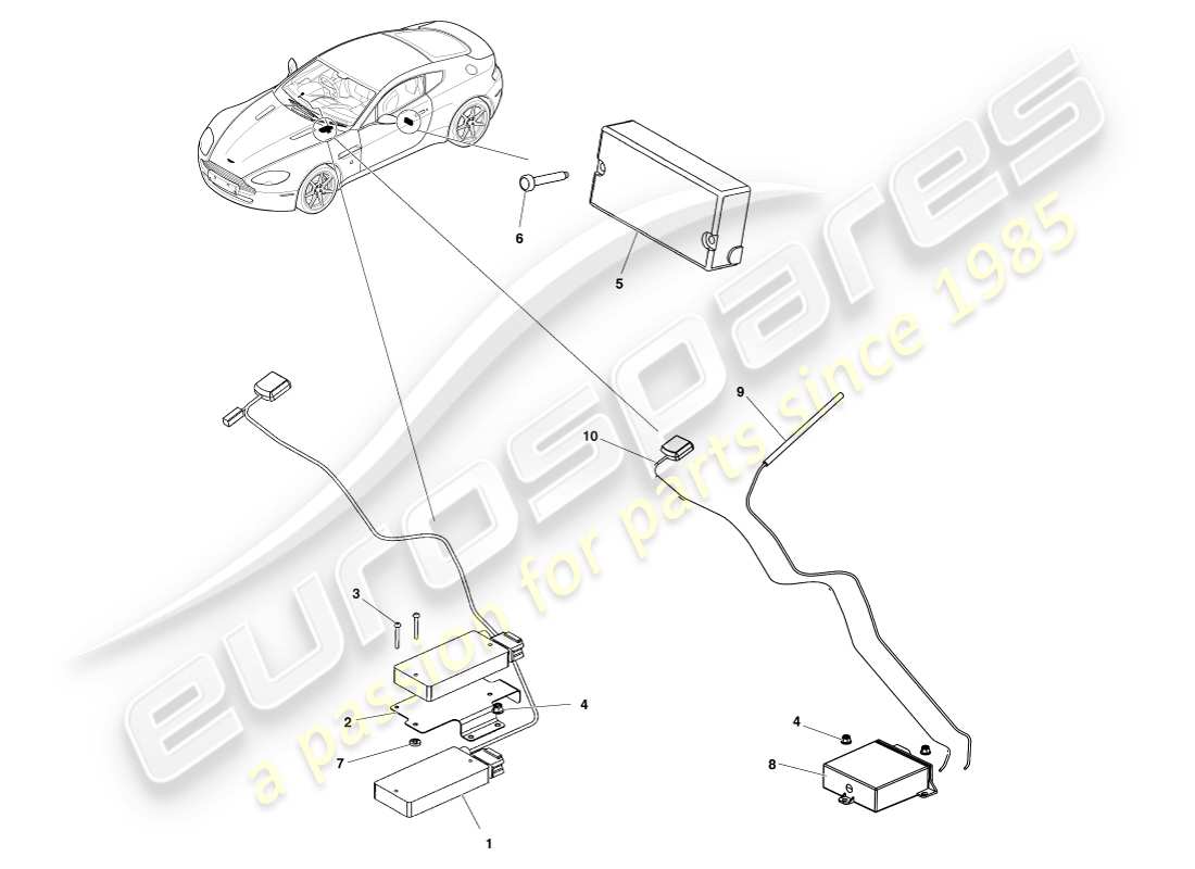 aston martin v8 vantage (2005) diagramma delle parti del tracker