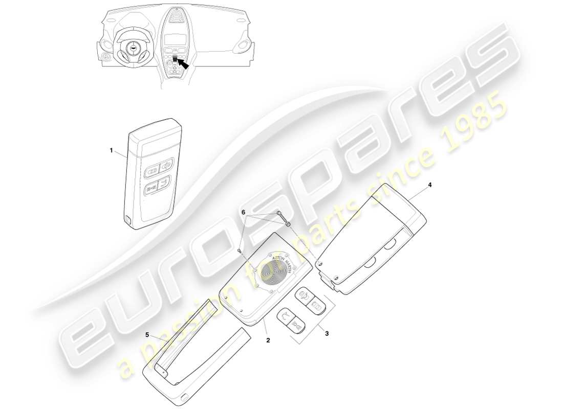 aston martin one-77 (2011) trasmettitore, rke diagramma delle parti