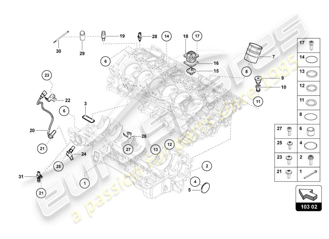 lamborghini lp770-4 svj coupe (2022) schema delle parti della coppa dell'olio