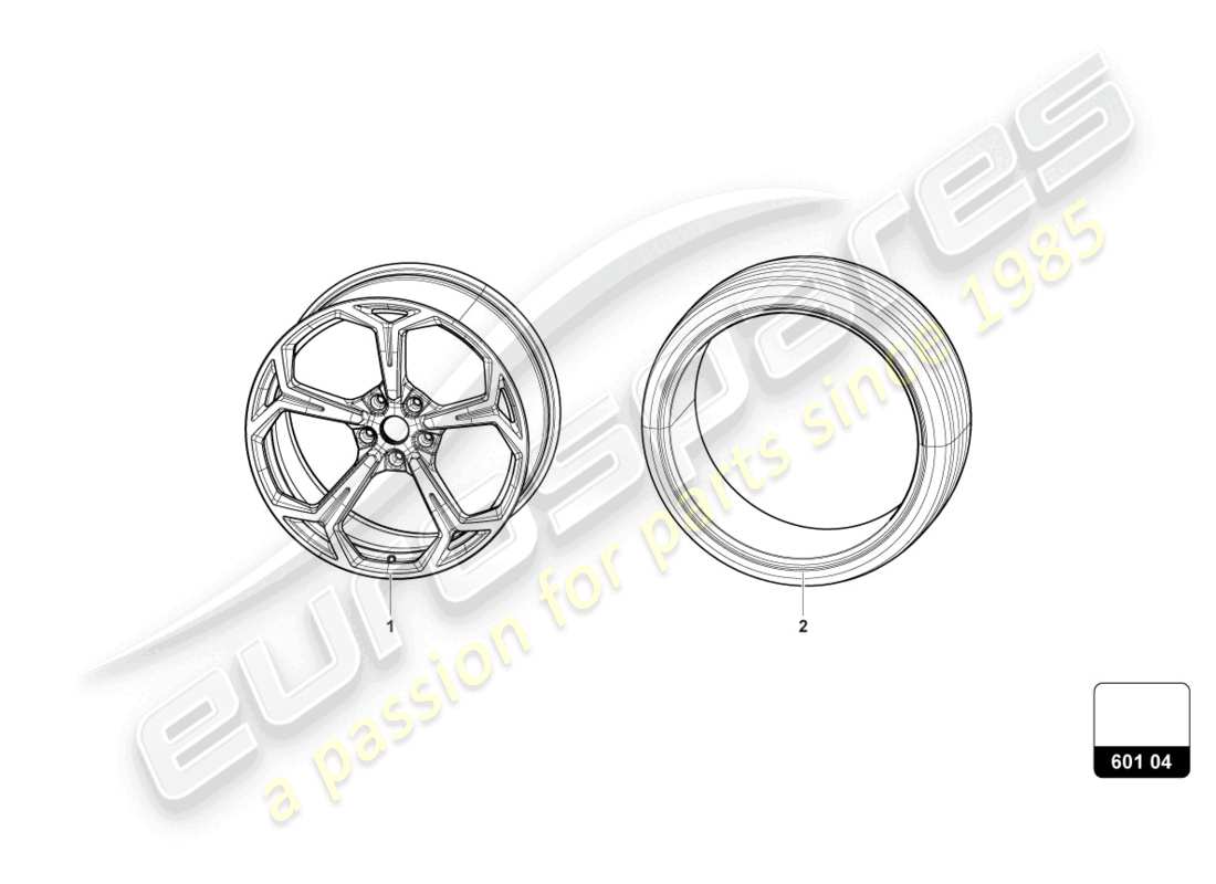 lamborghini urus (2019) ruote/pneumatici 22 diagramma delle parti
