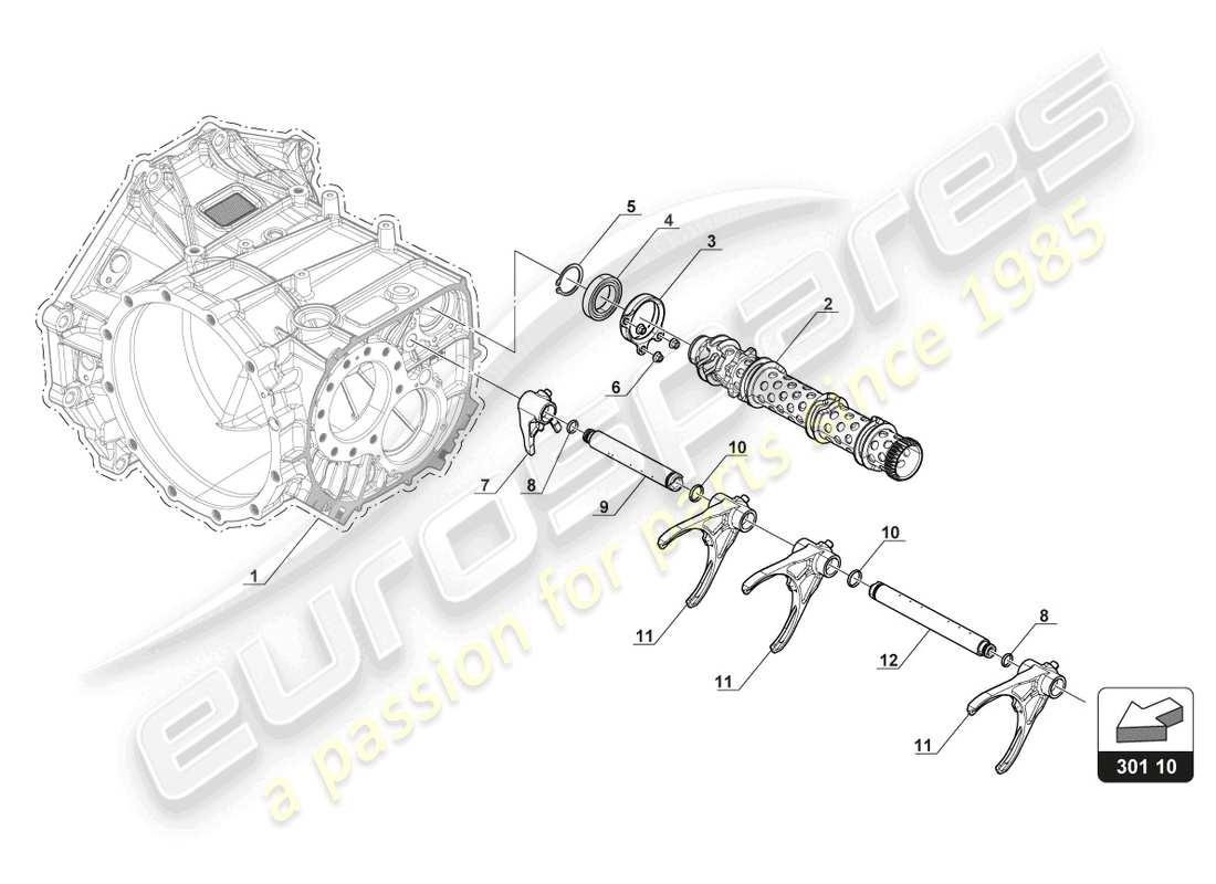 lamborghini gt3 (2017) forcella del cambio diagramma delle parti