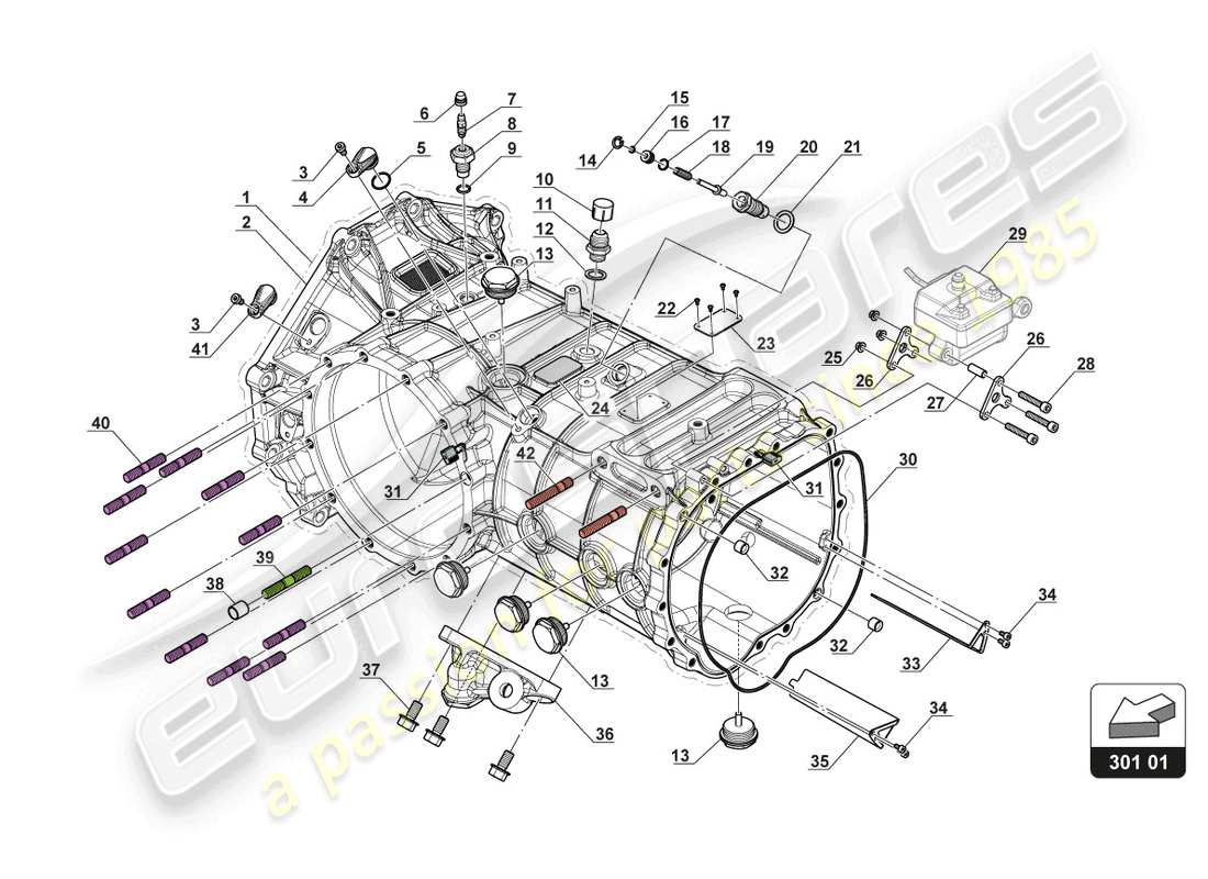 lamborghini 2017 (gt3) schema delle parti della scatola della trasmissione