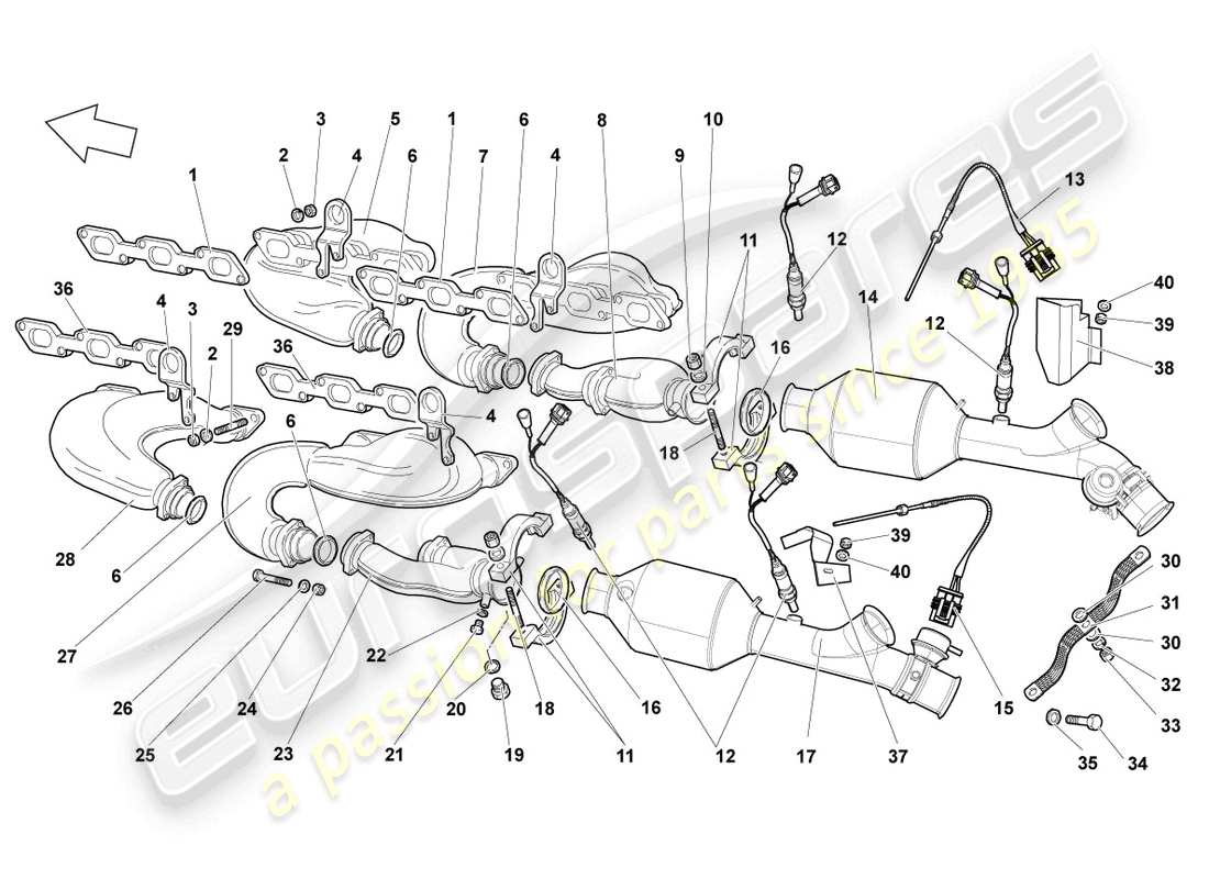 lamborghini reventon collettori di scarico diagramma delle parti