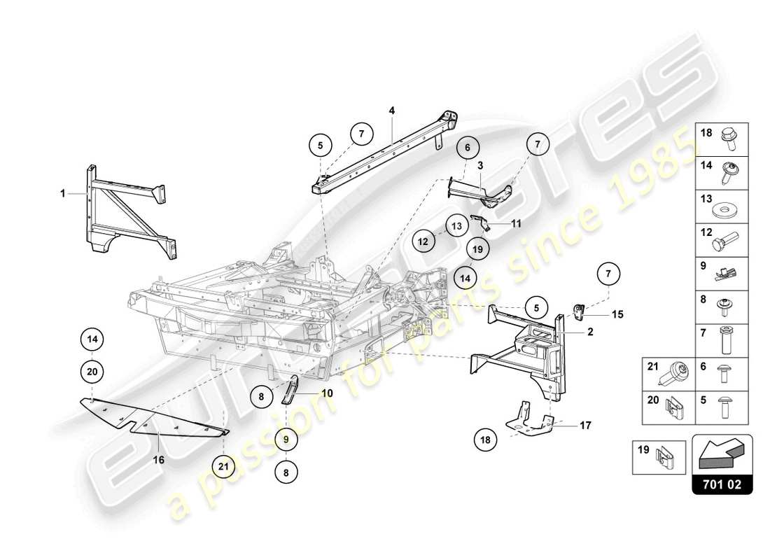 lamborghini lp770-4 svj coupe (2022) parte anteriore della cornice di rivestimento diagramma delle parti