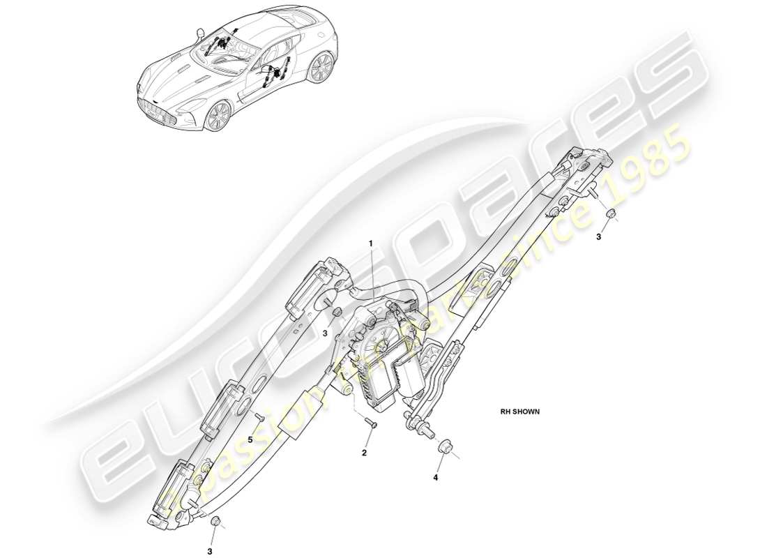 aston martin one-77 (2011) alzacristalli per porte diagramma delle parti