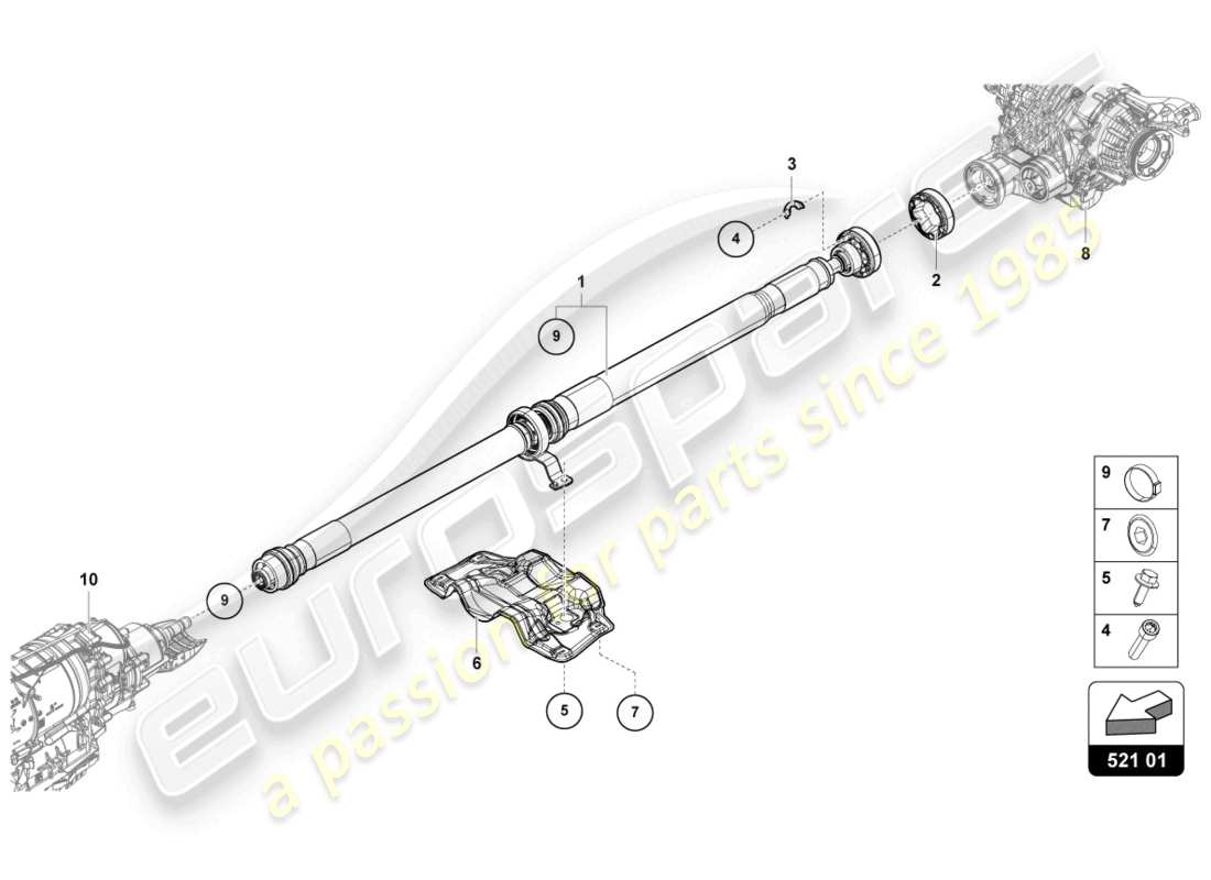 lamborghini urus (2021) albero di trasmissione diagramma delle parti