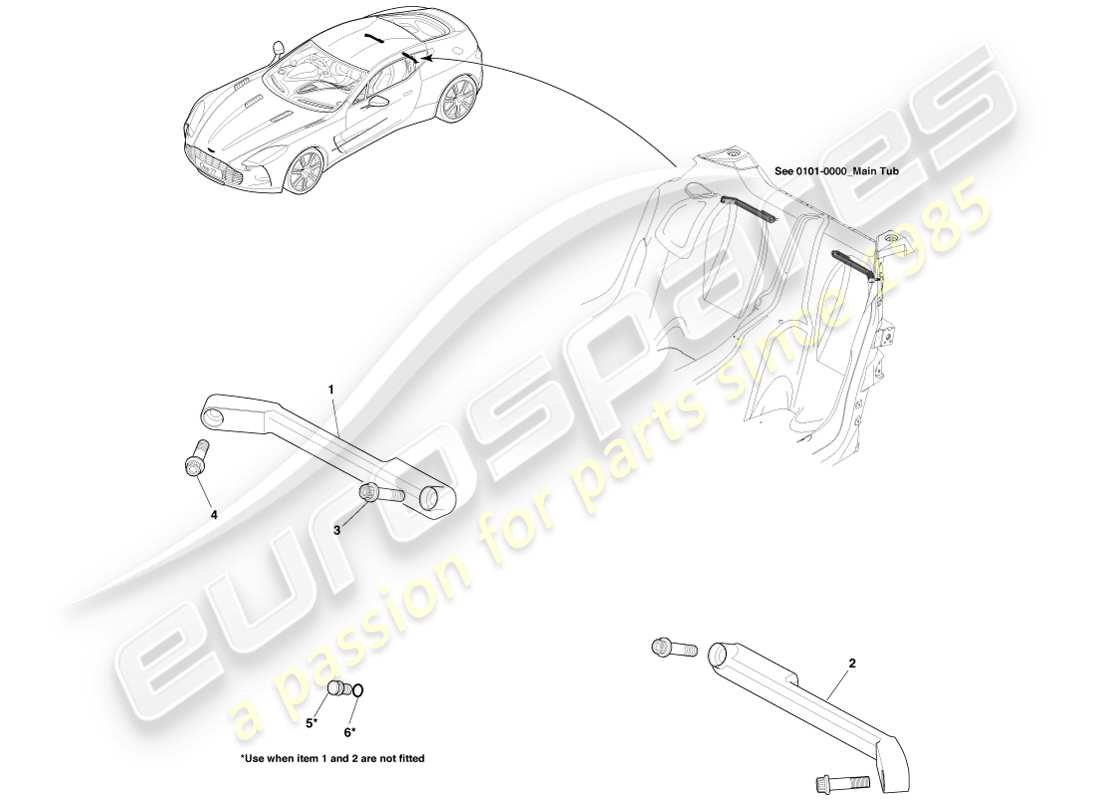 aston martin one-77 (2011) supporti per cinture di sicurezza diagramma delle parti