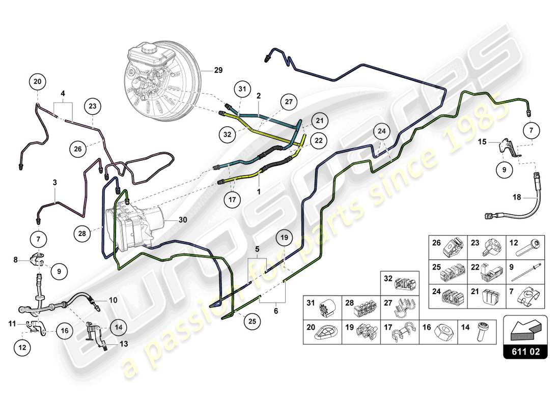 lamborghini 2021 | urus bremsleitung teilediagramm