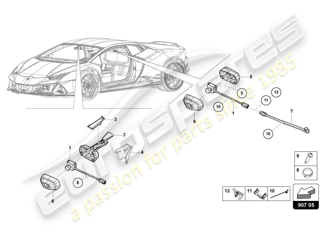 lamborghini 2021 (evo coupe 2wd) parti elettriche per impianto videoregistrazione e telemetria schema parte