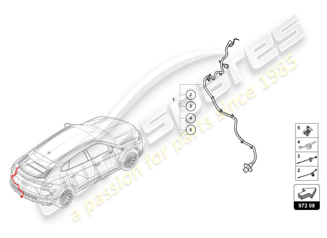 lamborghini urus (2021) set di cablaggio per gancio di traino posteriore schema delle parti