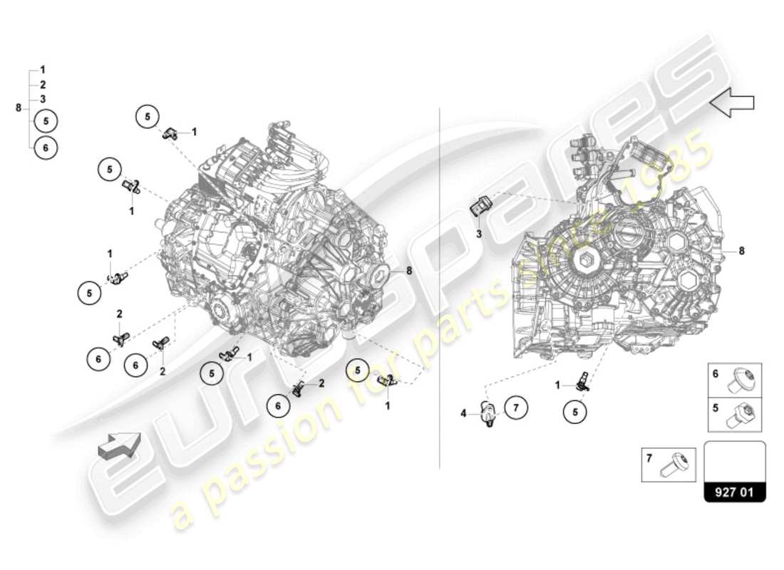 lamborghini revuelto coupe (2024) diagramma delle parti del rotore del sensore