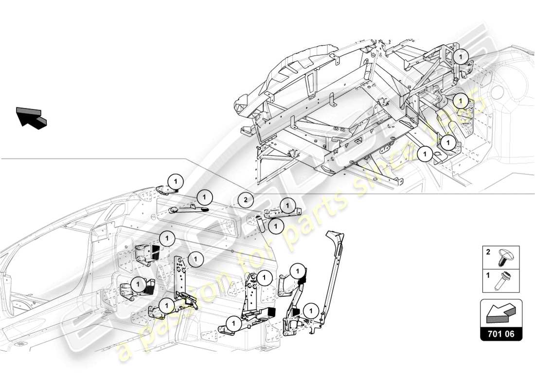 lamborghini lp770-4 svj coupe (2022) diagramma delle parti degli elementi di fissaggio