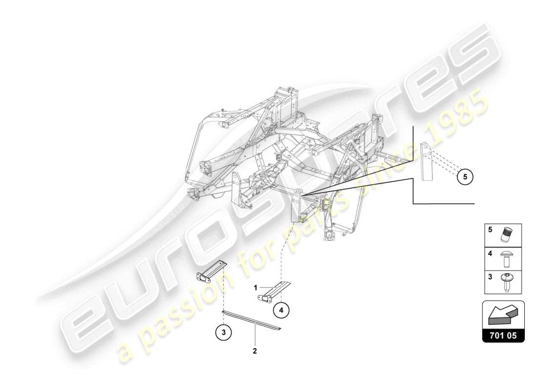 lamborghini lp770-4 svj coupe (2022) parte posteriore del telaio di rivestimento schema delle parti