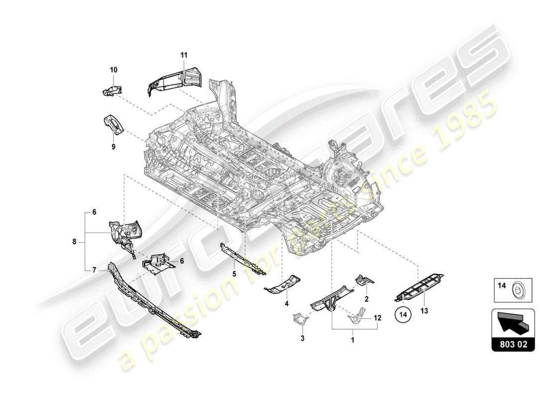 lamborghini urus performante (2024) sottoscocca diagramma delle parti