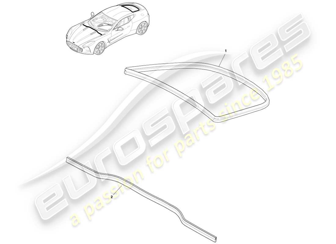aston martin one-77 (2011) guarnizioni del cofano e del portellone posteriore diagramma delle parti