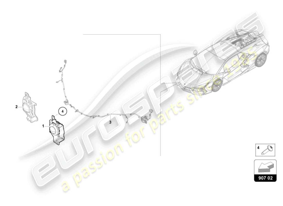 lamborghini revuelto coupe (2024) sensore radar diagramma delle parti