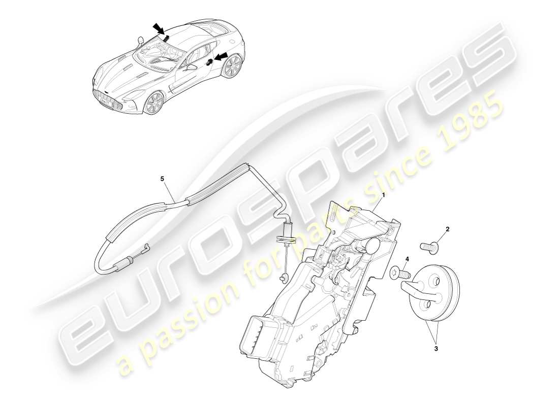 aston martin one-77 (2011) chiusura della porta anteriore diagramma delle parti