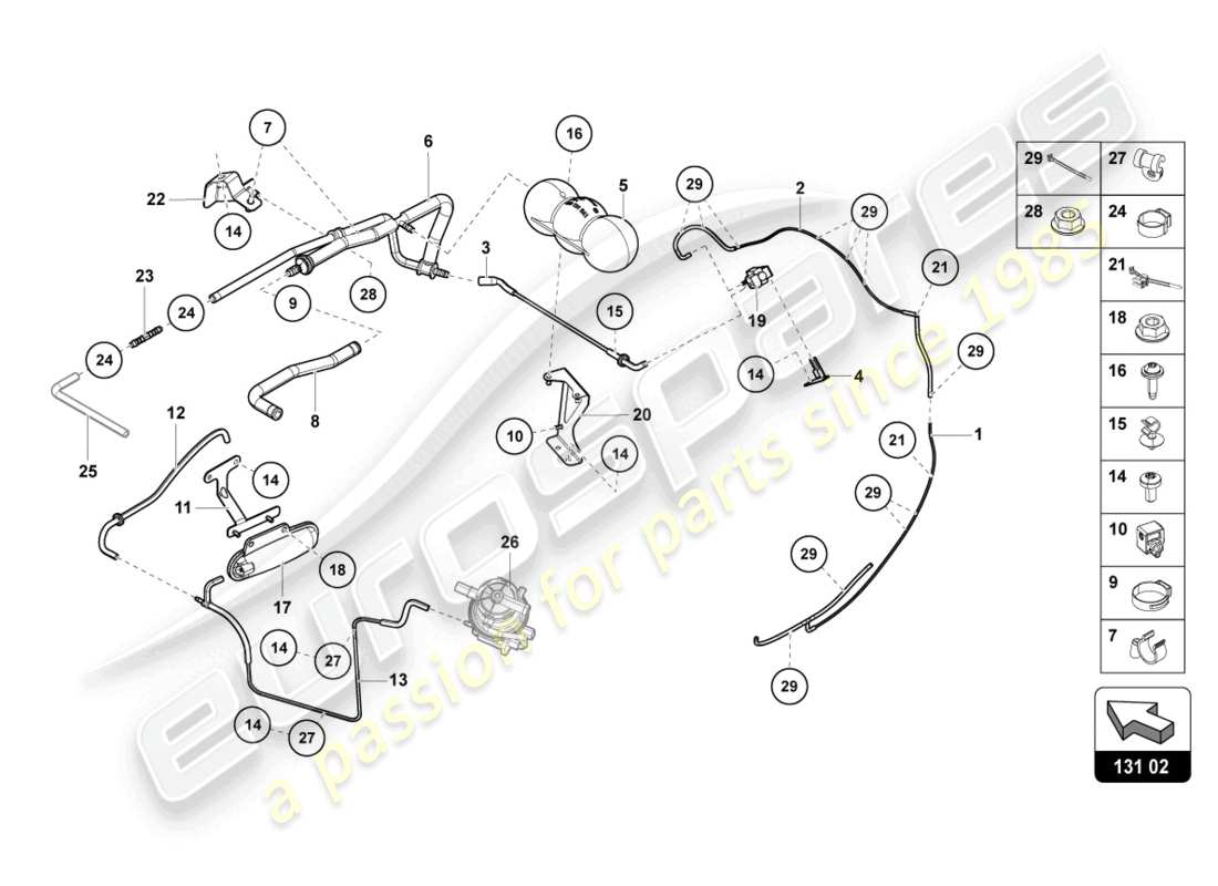 lamborghini lp770-4 svj coupe (2022) schema delle parti del sistema di vuoto