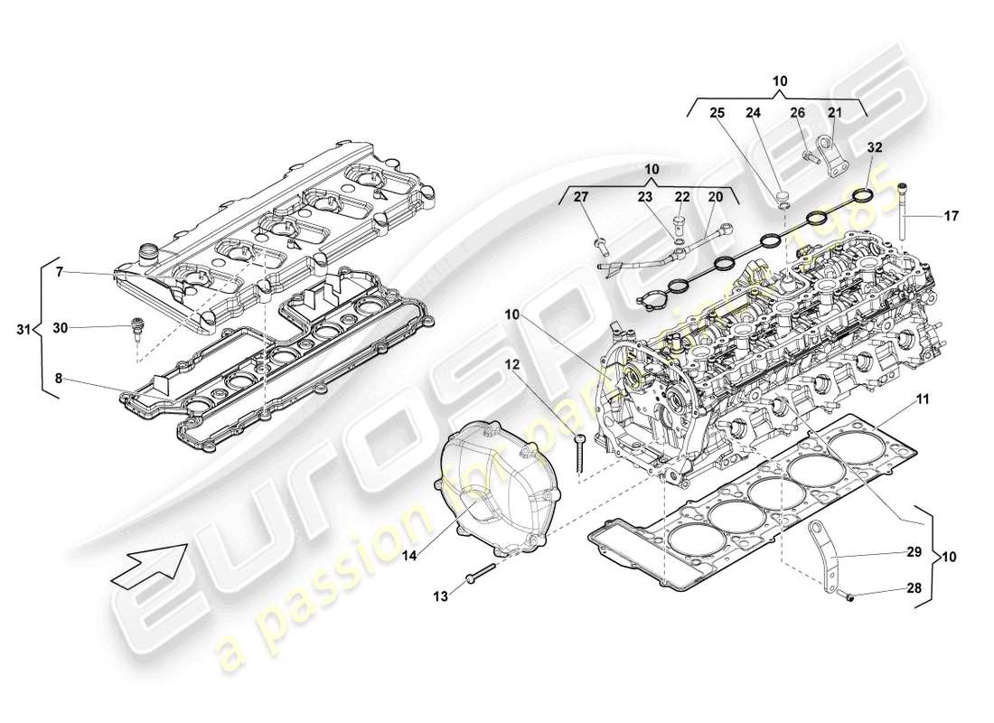un diagramma delle parti dal catalogo delle parti lamborghini lp550-2 spyder (2012)
