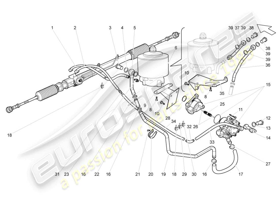 un diagramma delle parti dal catalogo delle parti lamborghini gallardo spyder (2006)