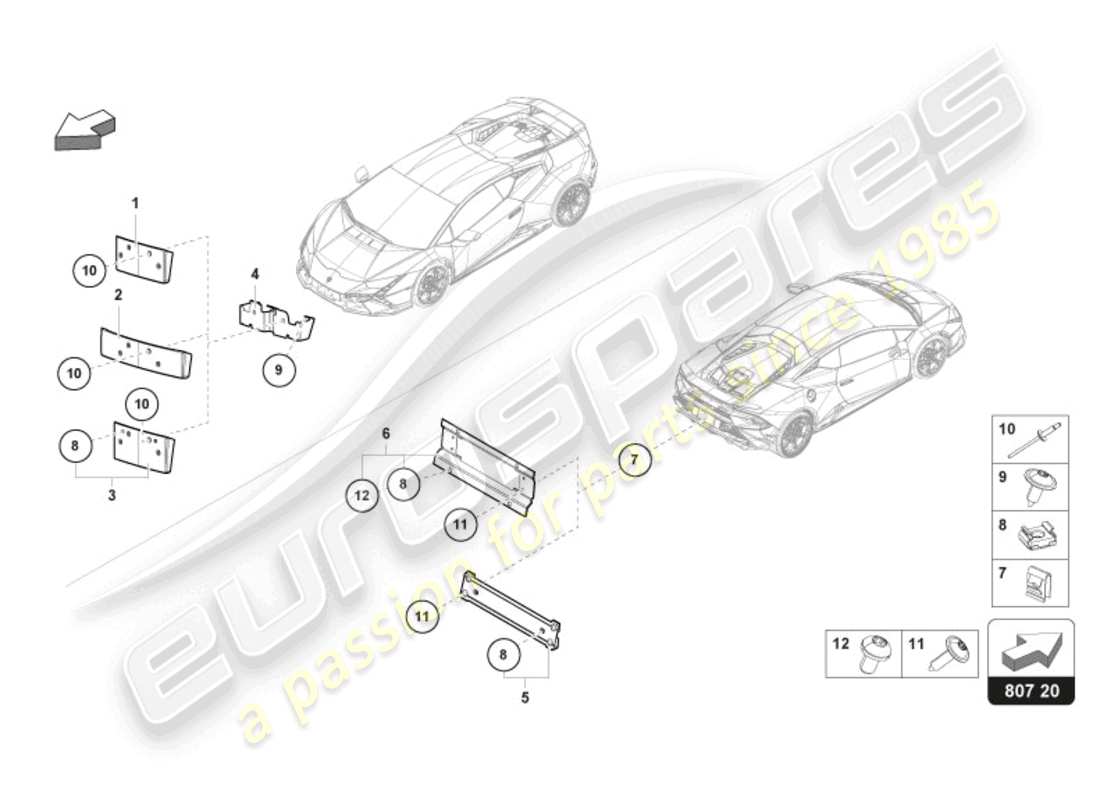 lamborghini tecnica (2024) portatarga schema delle parti
