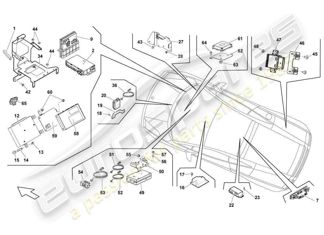 lamborghini lp550-2 coupe (2014) centrale di controllo per sistema convenience diagramma delle parti