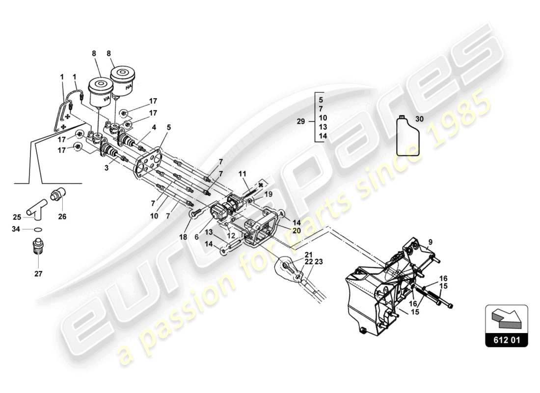 lamborghini super trofeo evo (2018) schema delle parti del servofreno