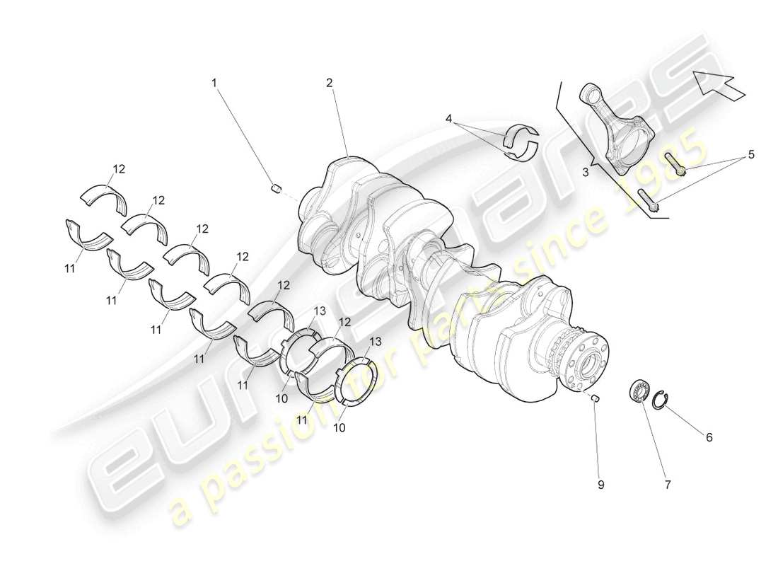 lamborghini lp550-2 spyder (2010) albero a gomiti diagramma delle parti