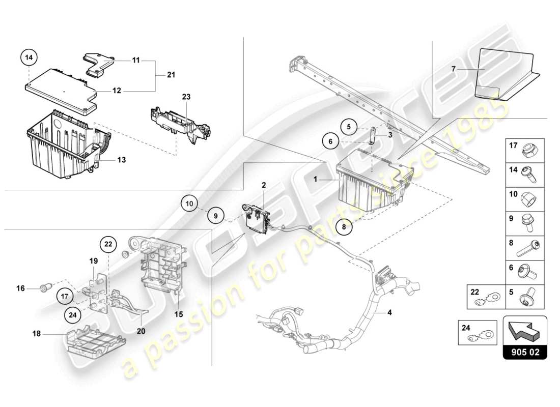 un diagramma delle parti dal catalogo delle parti Lamborghini Countach LPI 800-4 (2022)