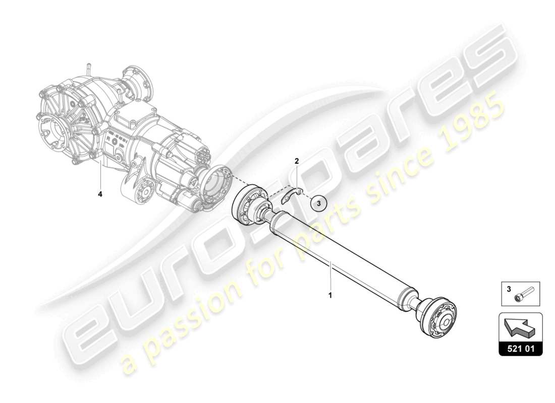 lamborghini countach lpi 800-4 (2022) albero cardanico diagramma delle parti