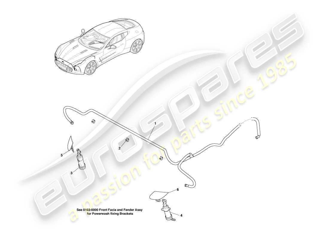 aston martin one-77 (2011) diagramma delle parti del lavaggio dei fari