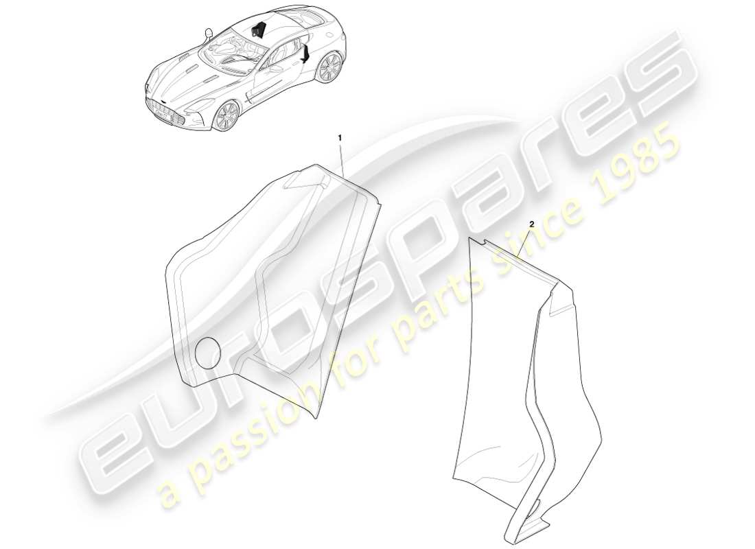 aston martin one-77 (2011) copri tasca per cintura di sicurezza diagramma delle parti