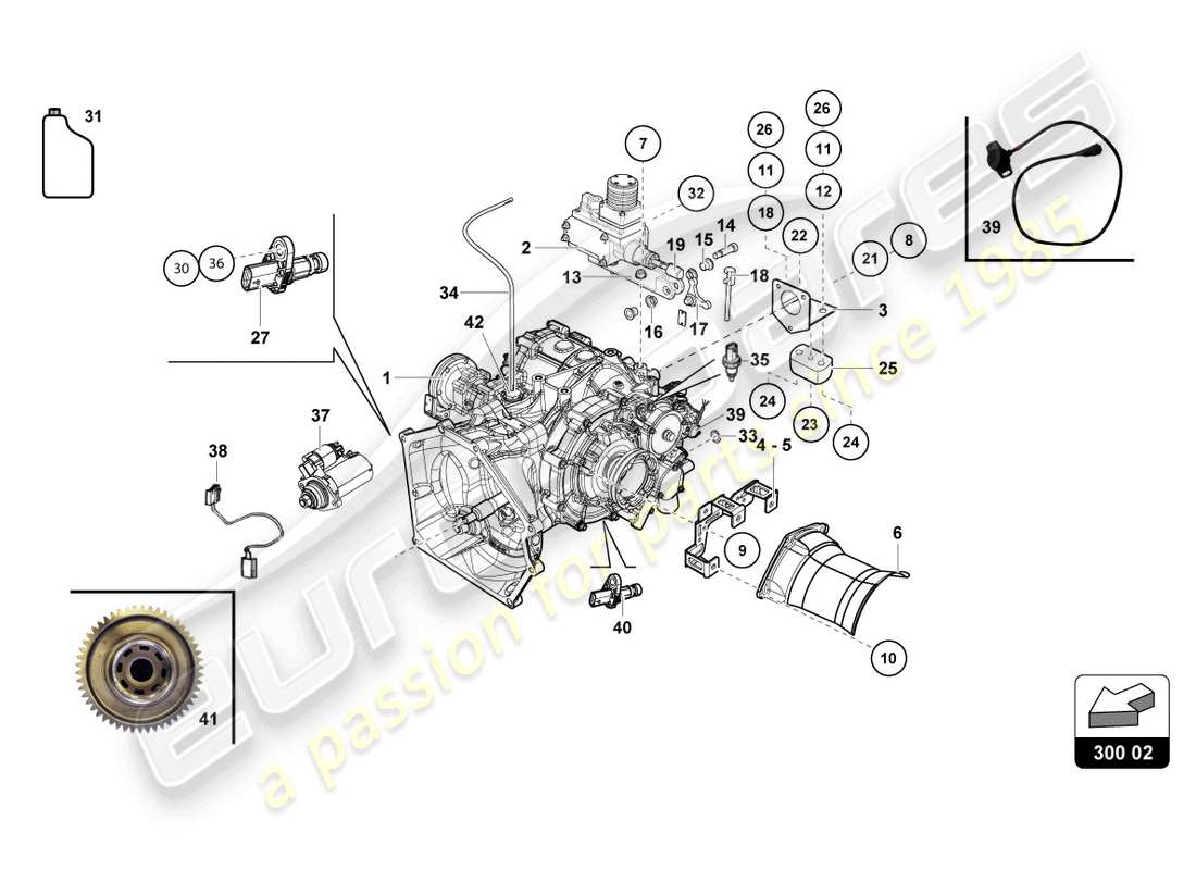 lamborghini 2018 (super trofeo evo) diagramma delle parti di ingranaggio