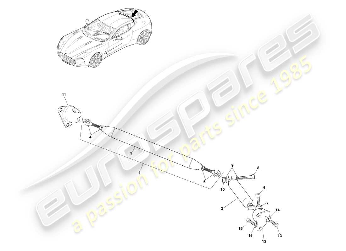 aston martin one-77 (2011) supporto a v posteriore diagramma delle parti