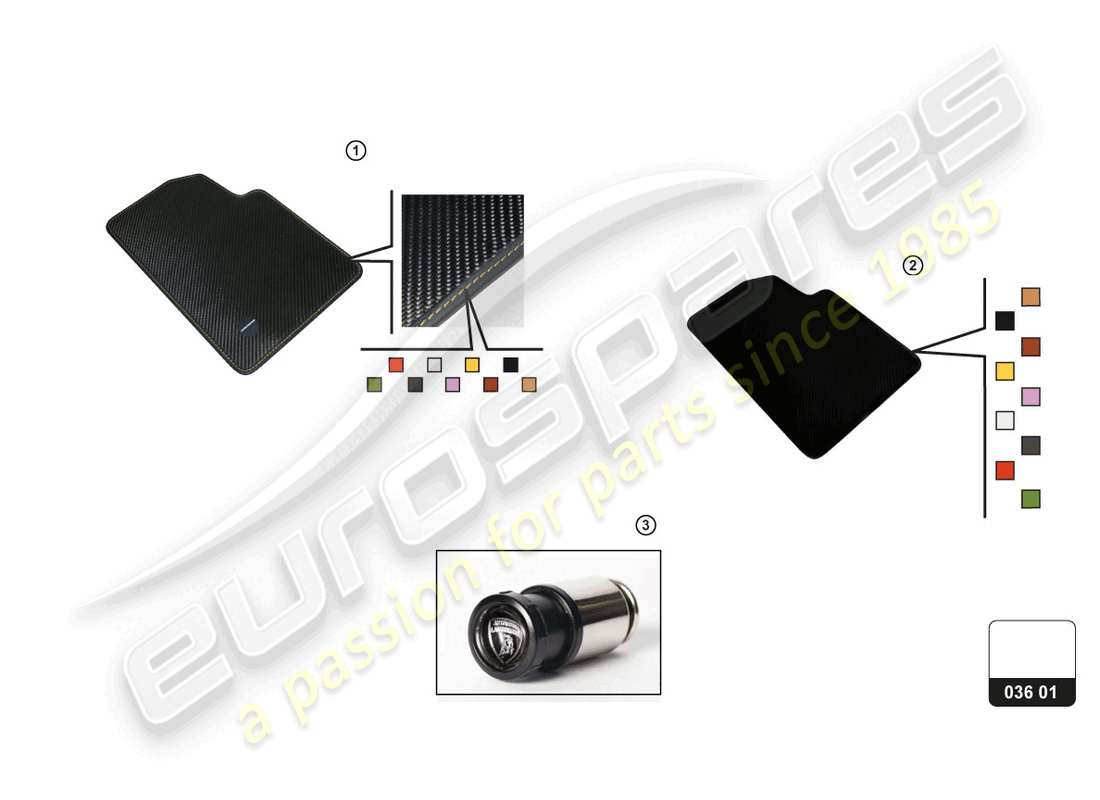 lamborghini huracan sterrato (accessories) attrezzature interne diagramma delle parti
