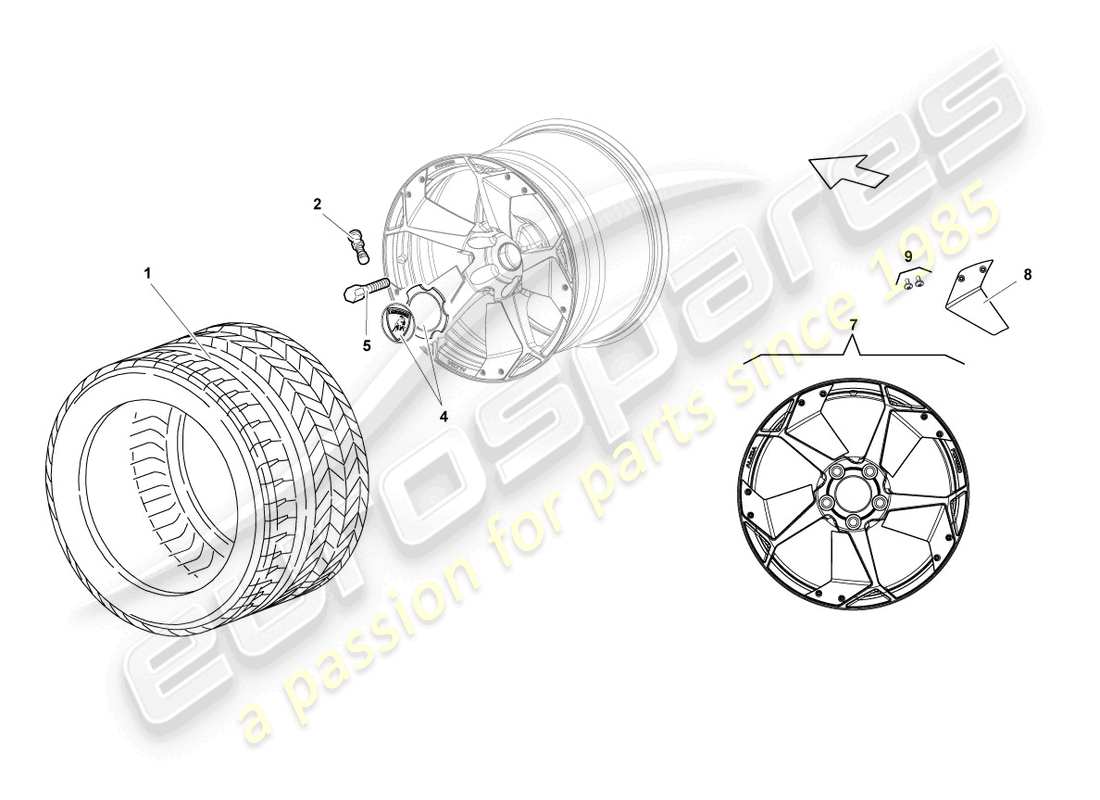 lamborghini reventon cerchio posteriore in alluminio diagramma delle parti
