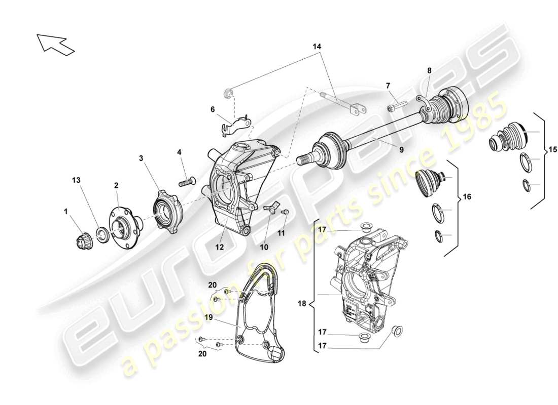 lamborghini lp570-4 sl (2012) albero di trasmissione posteriore diagramma delle parti