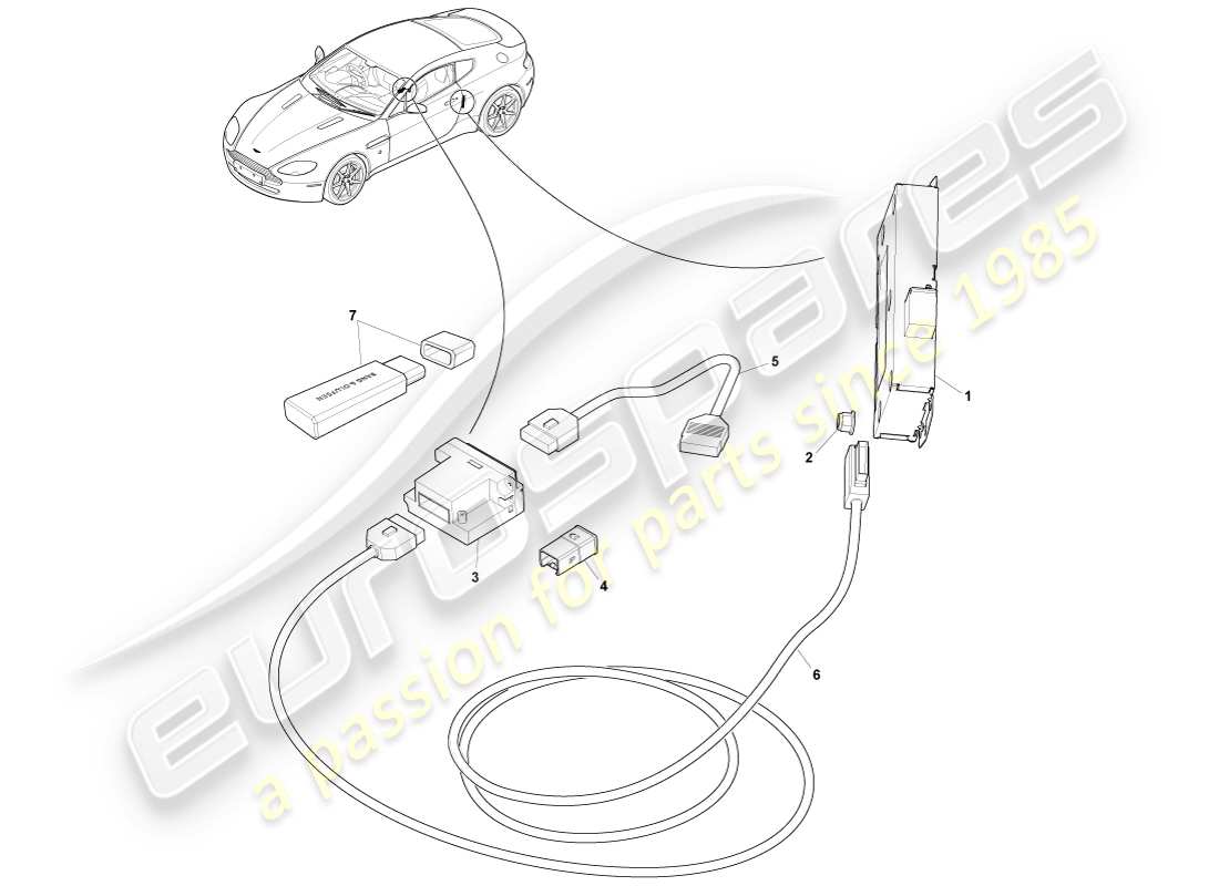 aston martin v8 vantage (2005) mp3 diagramma della parte multimediale