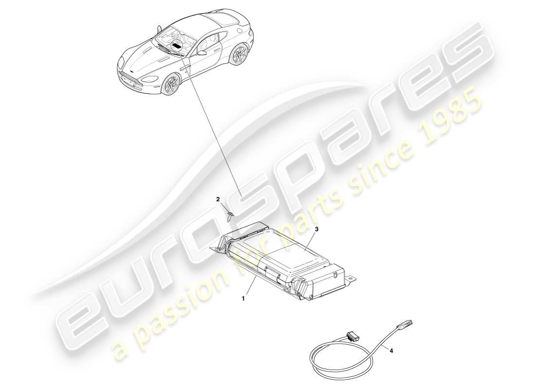 aston martin v8 vantage (2005) diagramma delle parti del display di navigazione