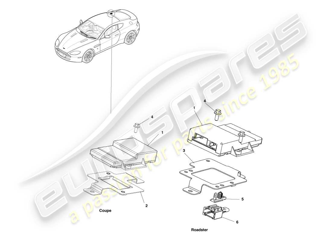 aston martin v8 vantage (2005) diagramma delle parti del sintonizzatore gps