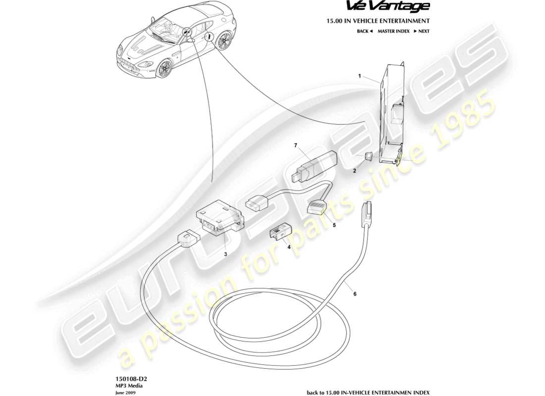 aston martin v12 vantage (2011) mp3 diagramma della parte multimediale