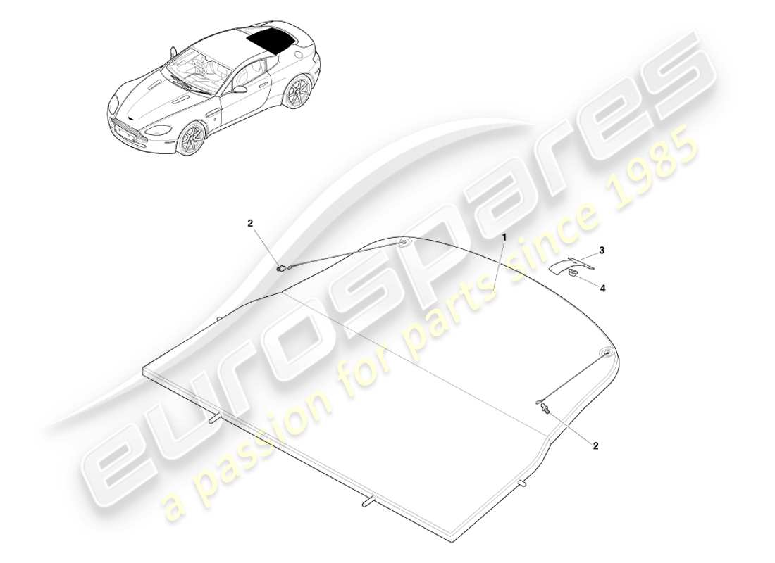 aston martin v8 vantage (2007) diagramma delle parti del gruppo vassoio della confezione
