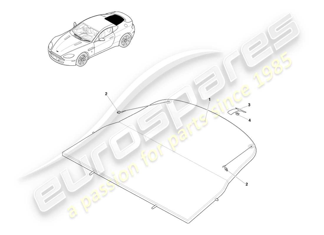 aston martin v8 vantage (2005) diagramma delle parti del gruppo vassoio della confezione