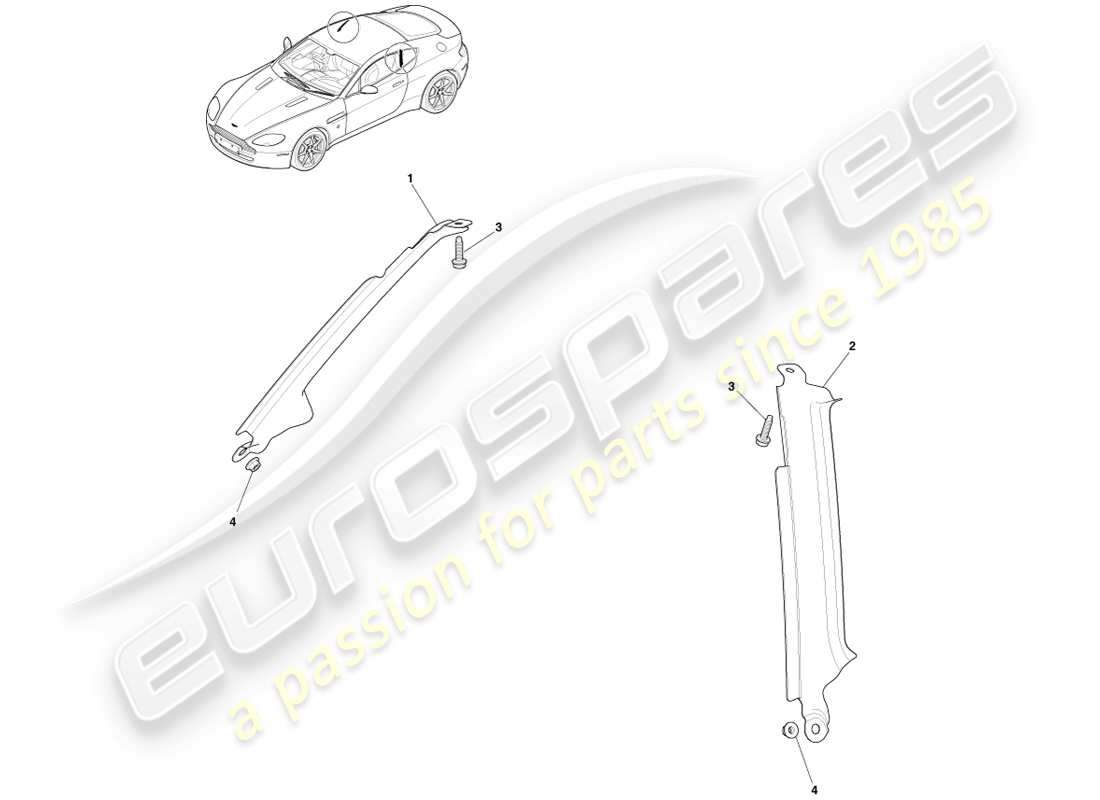 aston martin v8 vantage (2007) diagramma delle parti del gruppo montante b