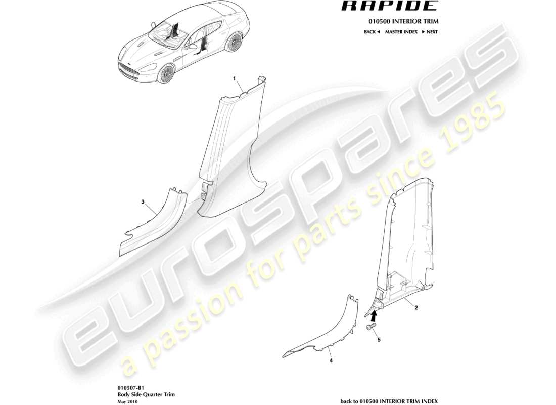 aston martin rapide (2014) pannello di rivestimento del quarto posteriore diagramma delle parti