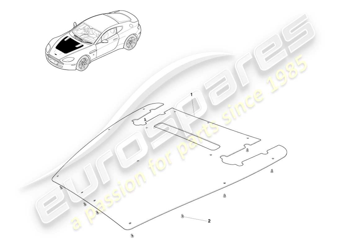 aston martin v8 vantage (2007) isolamento acustico, diagramma delle parti della composizione del motore