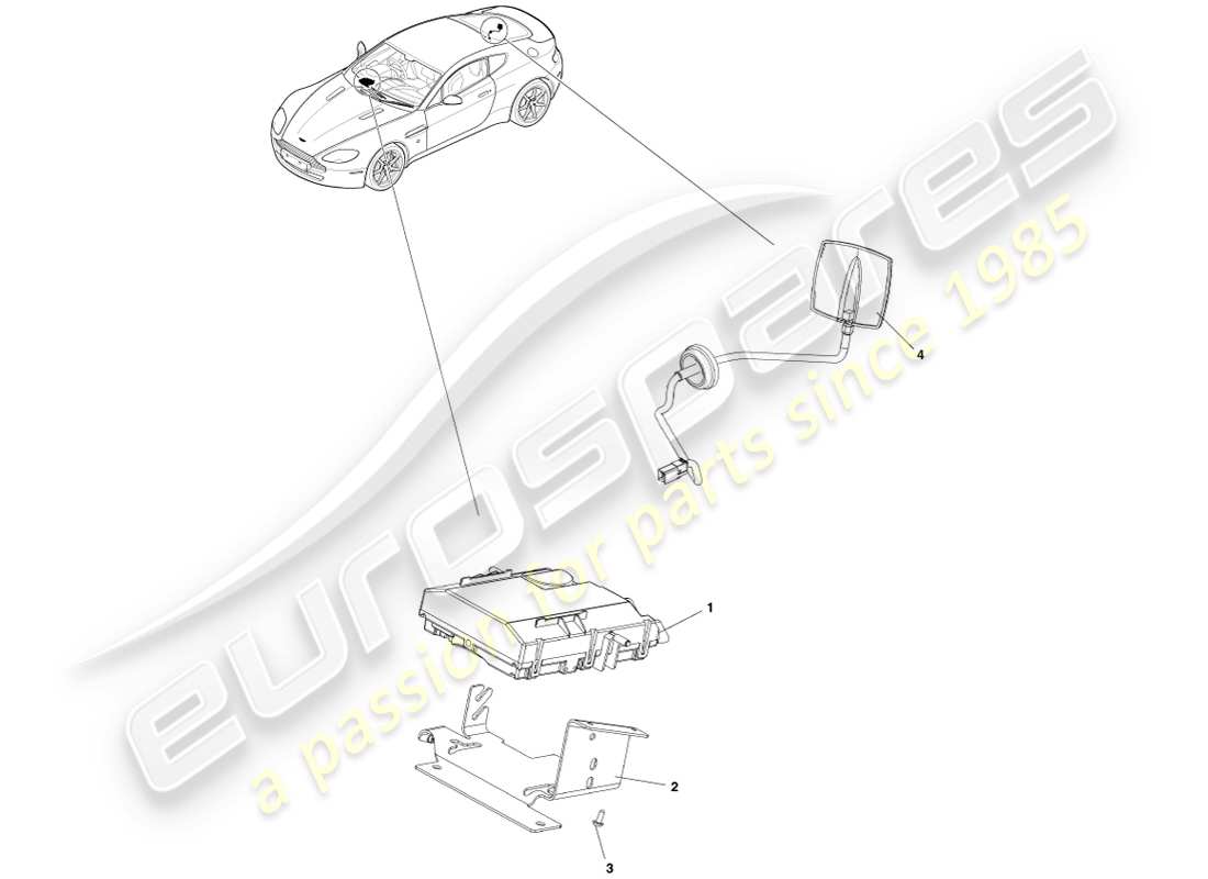 aston martin v8 vantage (2005) diagramma delle parti del sottosistema telefonico