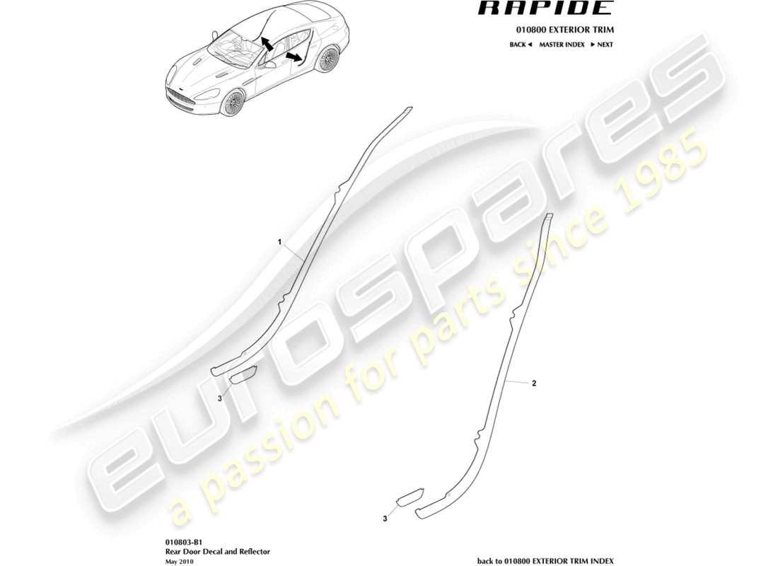 aston martin rapide (2012) rivestimento della porta posteriore diagramma delle parti